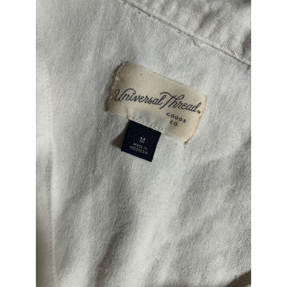 Universal Thread Womens White Linen Blend Short Sleeve Button Down Shirt Size M - Picture 3 of 6